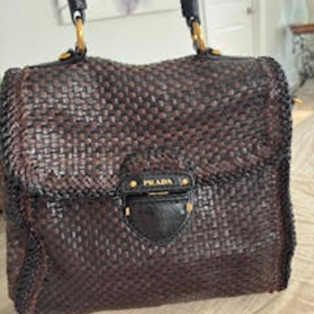 Prada Madras brown leather bag